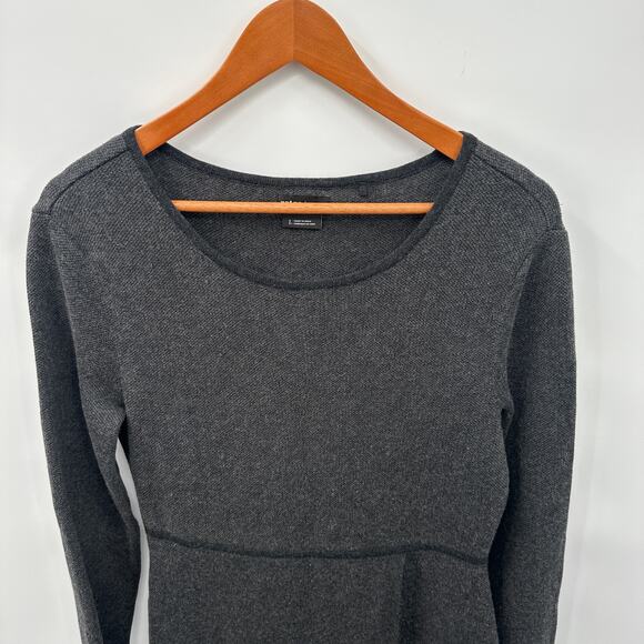 Prana Charcoal Gray Cascadence Organic Cotton Wool Blend Sweater Dress // L - Picture 5 of 13